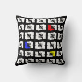 黒と白の原色の図形スケッチ正方形 クッション (裏面)