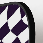 黒と白の反ったチェッカーボードパターンカスタム ピックルボールラケット (左詳細)