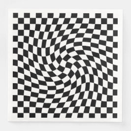 黒と白の反りパタ市松模様にーン