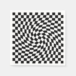 黒と白の反りパタ市松模様にーン スタンダードカクテルナプキン