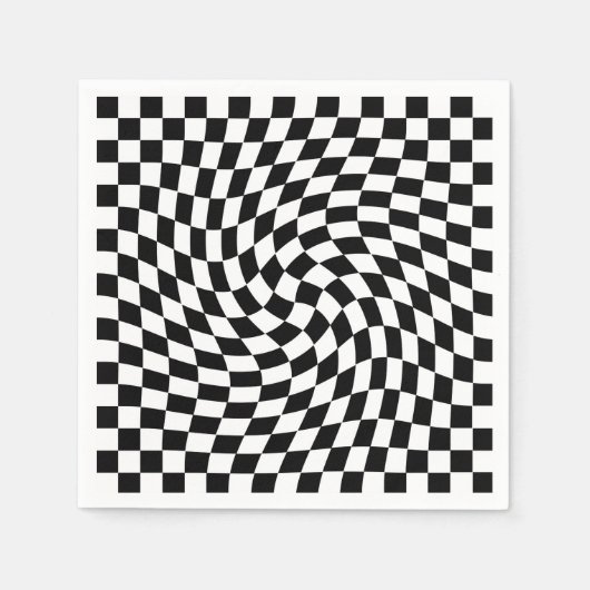 黒と白の反りパタ市松模様にーン スタンダードカクテルナプキン (正面)