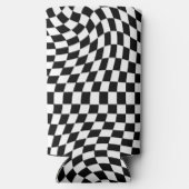 黒と白の反りパタ市松模様にーン スリム缶クーラー (裏面)