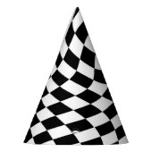 黒と白の反りパタ市松模様にーン パーティーハット (左)