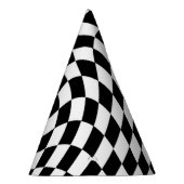 黒と白の反りパタ市松模様にーン パーティーハット (右)