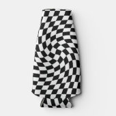 黒と白の反りパタ市松模様にーン ボトルクーラー (正面)