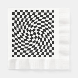 黒と白の反りパタ市松模様にーン 縁ありランチョンナプキン