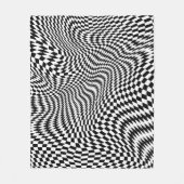 黒と白の反り市松模様に付き フリースブランケット (正面)