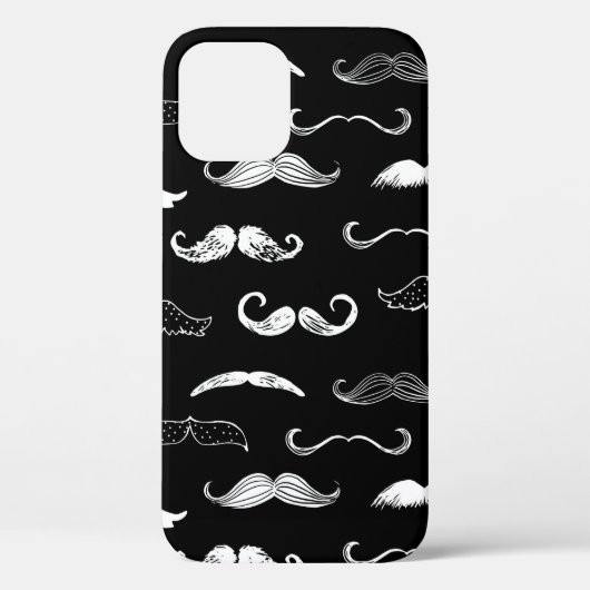 黒と白の口ひげのシームレスなリピート背景 Case-Mate iPhoneケース (裏面)