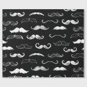 黒と白の口ひげシームレスなリピート背景 ラッピングペーパー (フラット)