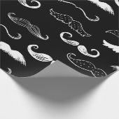 黒と白の口ひげシームレスなリピート背景 ラッピングペーパー (角)