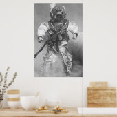 黒と白の古いスキューバダイバー ポスター (キッチン)