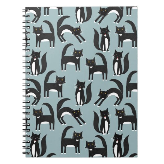 黒と白の可愛いタキシードの猫柄 ノートブック (正面)