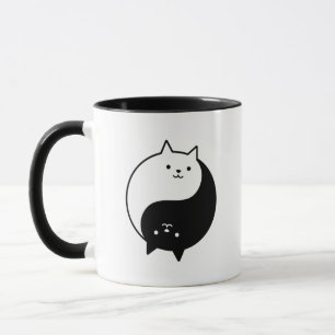 黒と白の可愛い猫がバランスをとる マグカップ
