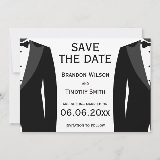 黒と白の同性婚の結婚式が再開 セーブザデート (裏面)