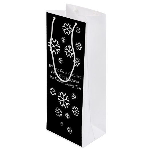 黒と白の同時代的な屋根にサックを付けたサンタ ワインギフトバッグ (裏面アングル)