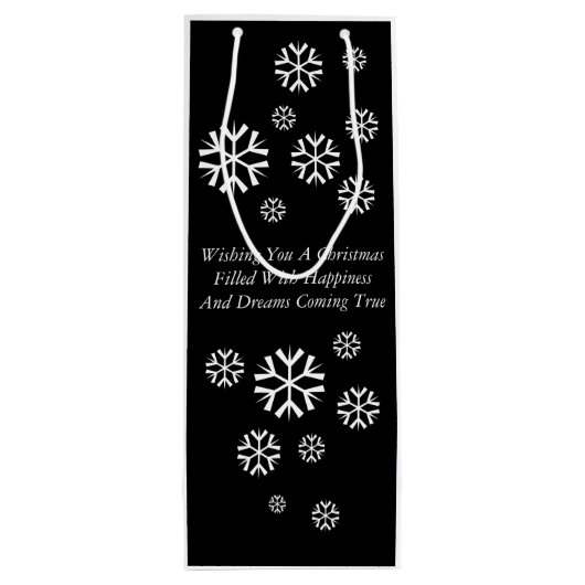 黒と白の同時代的な屋根にサックを付けたサンタ ワインギフトバッグ (裏面)