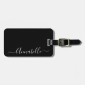 黒と白の名パーソナライズされた前ラゲッジタグ ラゲッジタグ (正面横)