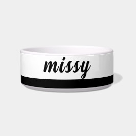 黒と白の名前 セラミック ペット ボウル