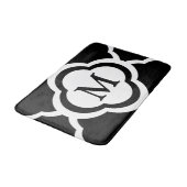 黒と白の四葉モノグラム オーダーメイド バスマット (アングル)