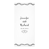 黒と白の四角結婚弓のメニューカード ラックカード (裏面)