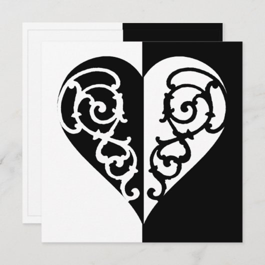 黒と白の塗りつぶしハート (正面/裏面)