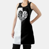 黒と白の塗りつぶしハート エプロン (インサイチュ)