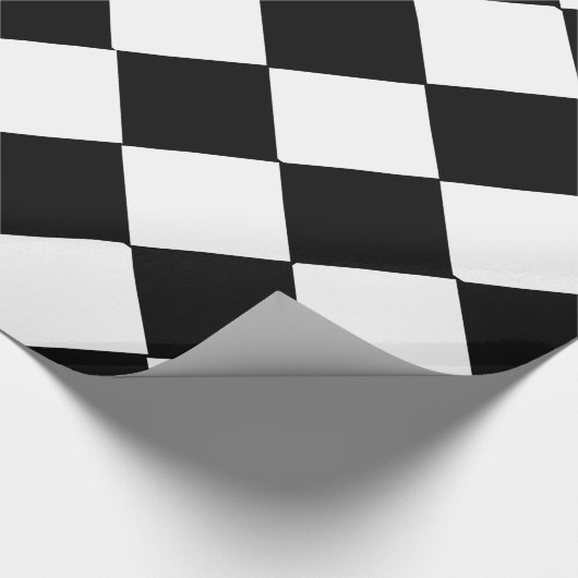 黒と白の大きいチェッカーボードのひし形 ラッピングペーパー (角)