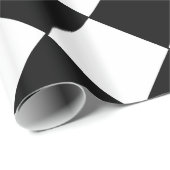 黒と白の大きいチェッカーボードのひし形 ラッピングペーパー (ロールコーナー)