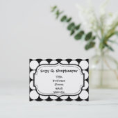 黒と白の大きい水玉模様の円パターン 名刺 (スタンド正面)