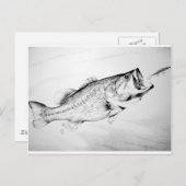 黒と白の大きなベースを追いかけるルアー。 ポストカード (正面/裏面)