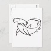 黒と白の大型ハンマーヘッドシャーク ポストカード (正面/裏面)