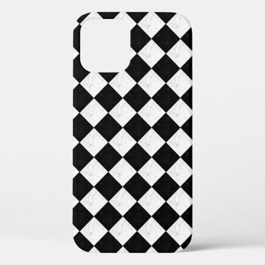 黒と白の大理石のチェッカーボード Case-Mate iPhoneケース (裏面)