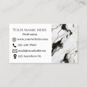 黒と白の大理石の名刺 名刺 (裏面)