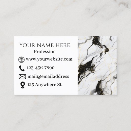 黒と白の大理石の名刺 名刺 (裏面)