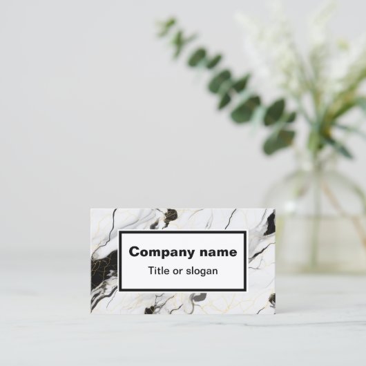 黒と白の大理石の名刺 名刺 (スタンド正面)