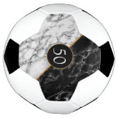 黒と白の大理石の石 – 年齢/年を追加  サッカーボール (回転)