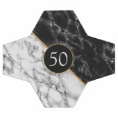 黒と白の大理石の石 – 年齢/年を追加  サッカーボール (フラット)