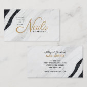 黒と白の大理石の金ゴールド爪、 ネイル「名前」 名刺 (正面/裏面)