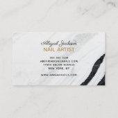 黒と白の大理石の金ゴールド爪、 ネイル「名前」 名刺 (裏面)