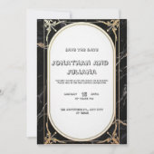 黒と白の大理石をフィーチャーしたラグジュアリーなテンプレート 招待状 (正面)