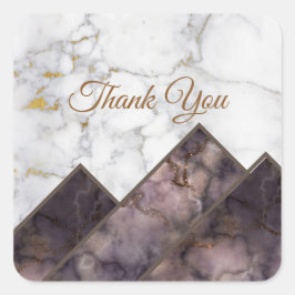 黒と白の大理石カラーブロック山脈 スクエアシール