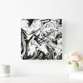 黒と白の大理石スタイルアクリルウォールクロック スクエア壁時計 (ホーム)