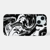 黒と白の大理石スタイルiPhone 15 iPhone 15ケース (裏面横)
