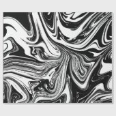 黒と白の大理石スワールグモダンラム ラッピングペーパー (フラット)