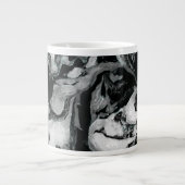 黒と白の大理石テクスチャの液体ア絵を描ート ジャンボコーヒーマグカップ (正面)