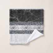 黒と白の大理石バスルームのタオルセット バスタオルセット (ウォッシュタオル)