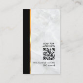 黒と白の大理石プロフェッショナル公証人写真QR 名刺 (裏面)