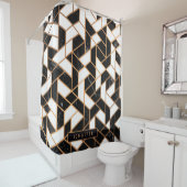 黒と白の大理石モザイク シャワーカーテン (インサイチュ)