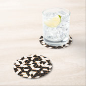 黒と白の大理石モザイク ラウンドペーパーコースター (インサイチュ)
