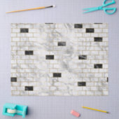 黒と白の大理石レンガのデコページ 薄葉紙 (クラフト)